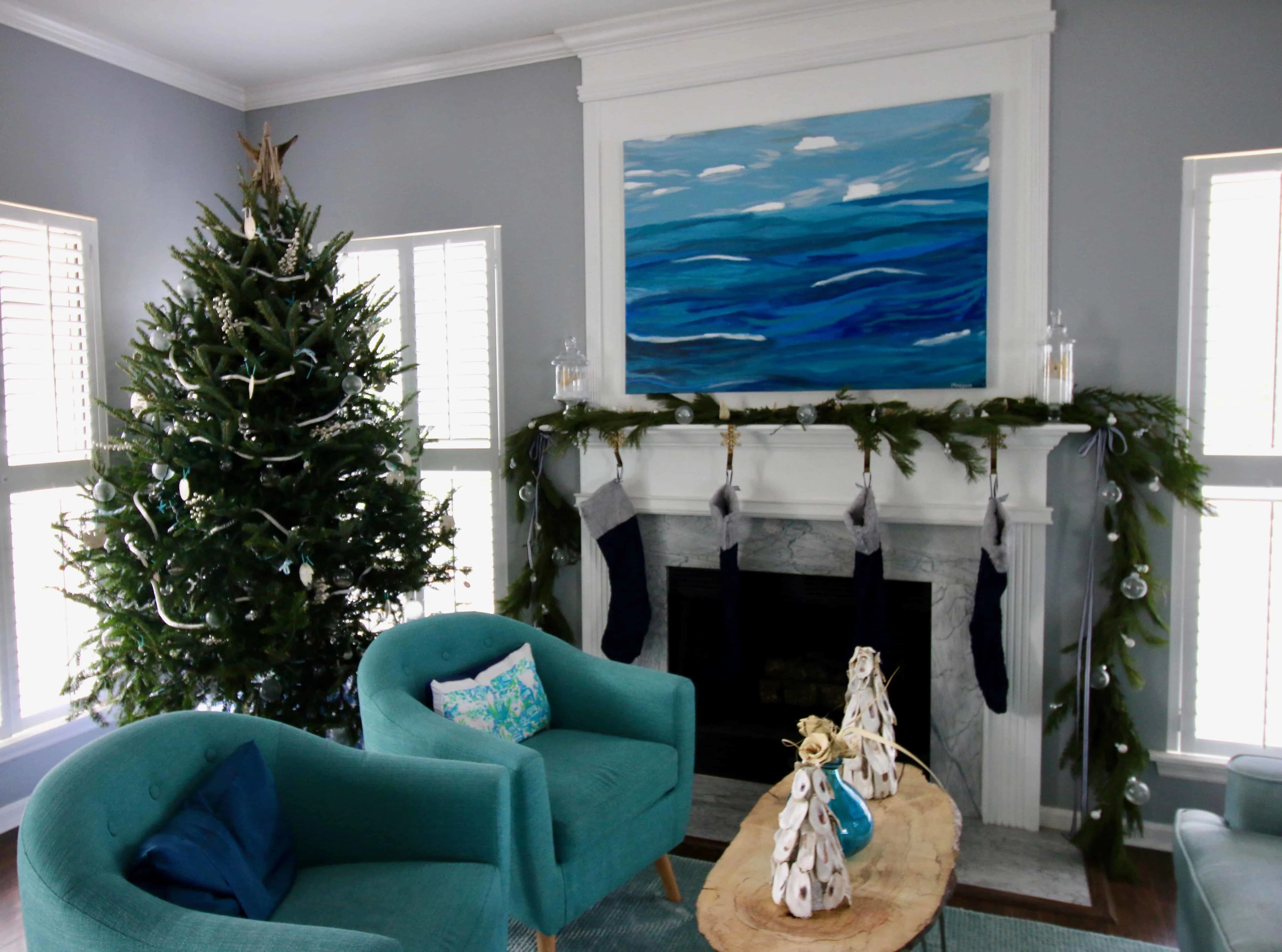 A Coastal Christmas Mantel via Charleston Crafted