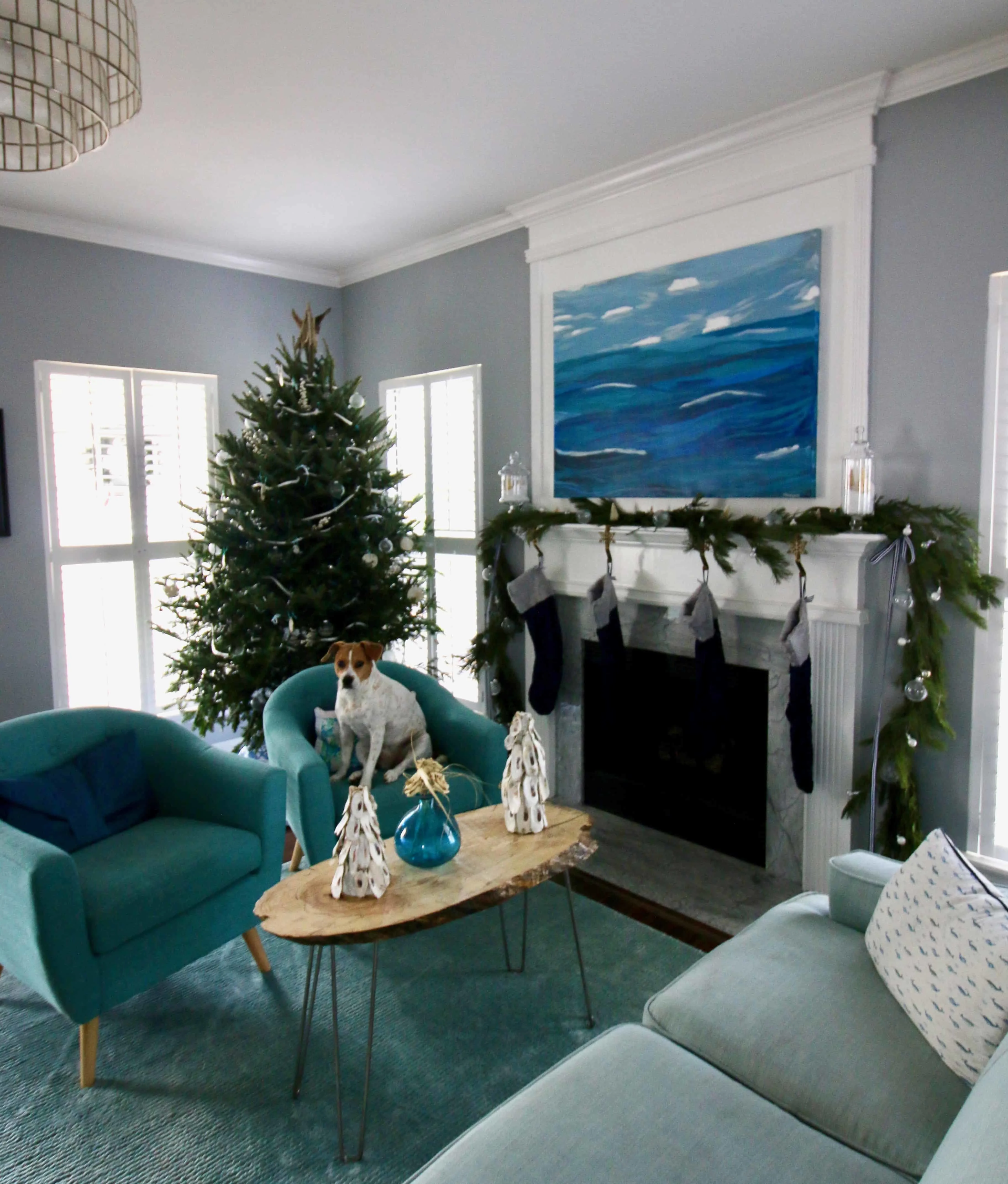 A Coastal Christmas Mantel via Charleston Crafted