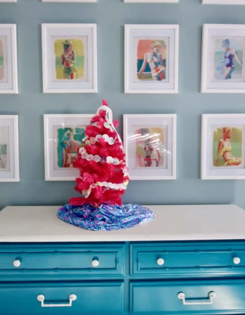 DIY Lilly Pulitzer Pink Christmas Tree via Charleston Crafted