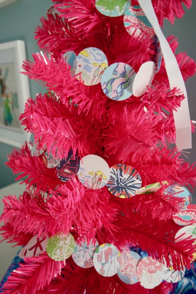 DIY Lilly Pulitzer Pink Christmas Tree via Charleston Crafted