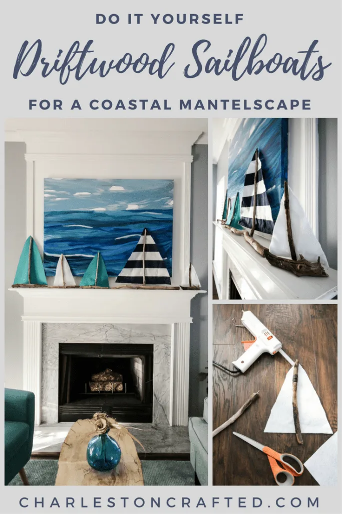 Driftwood Sailboat Coastal Mantel via Charleston Crafted