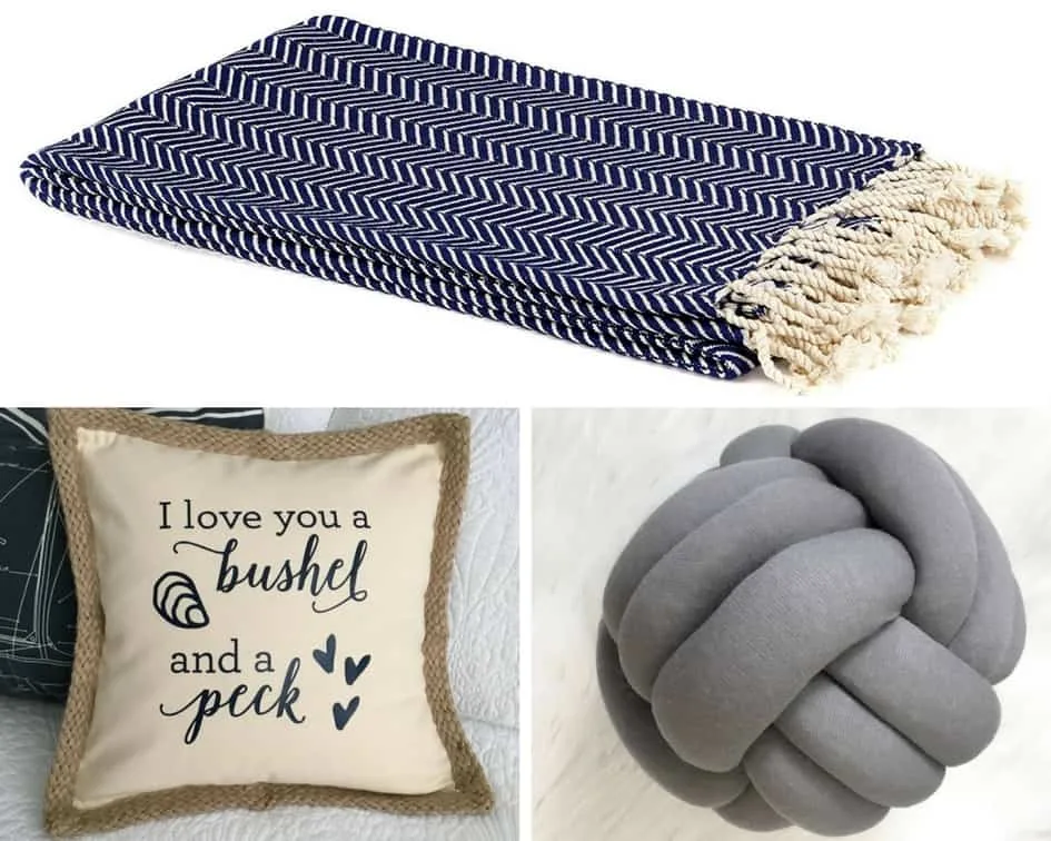 Six Nautical Pillow + Blanket Combinations via Charleston Crafted