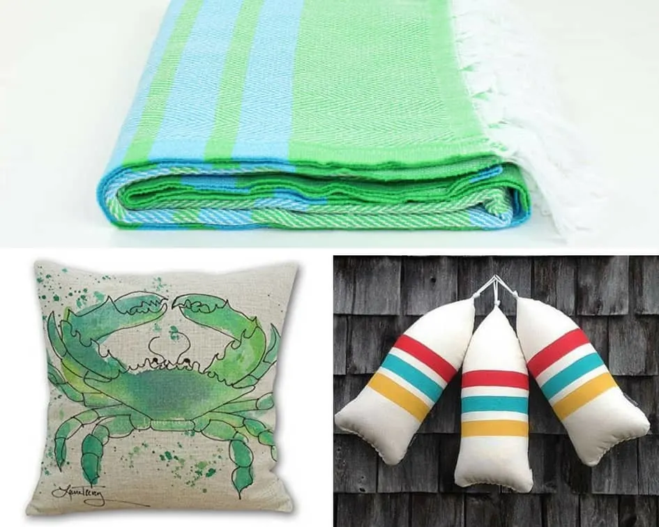 Six Nautical Pillow + Blanket Combinations via Charleston Crafted