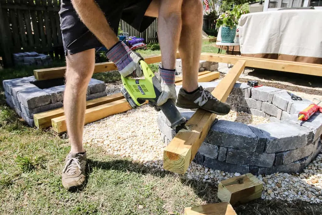 Our Hardscape Benches + Fire Pit with the Home Depot via Charleston Crafted