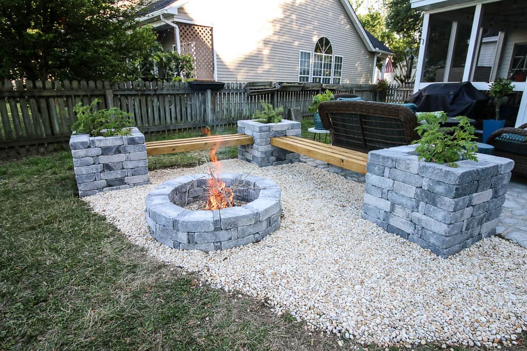 Our Hardscape Benches Fire Pit With The Home Depot