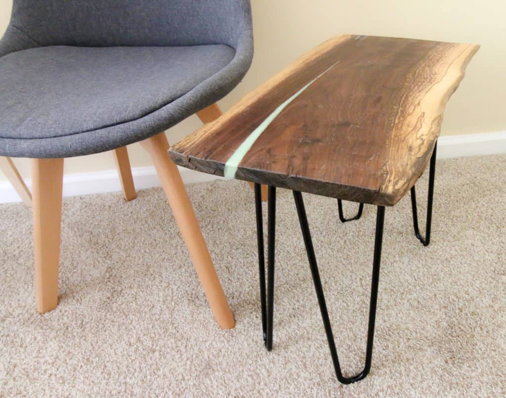 Epoxy Live Edge River Side Table via Charleston Crafted