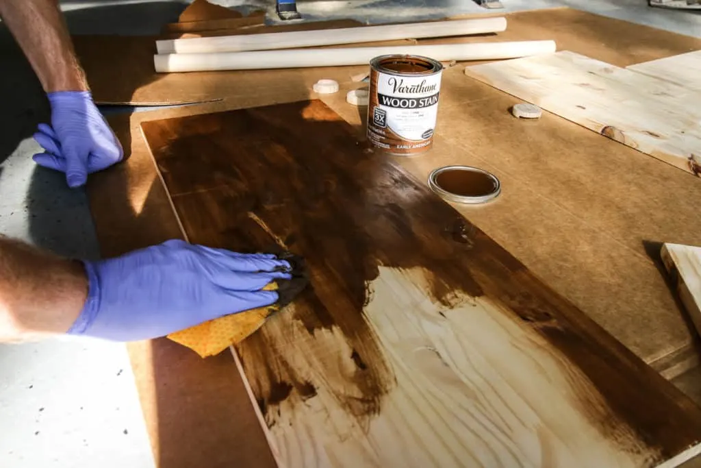 Staining shelves for Nursery Closet System