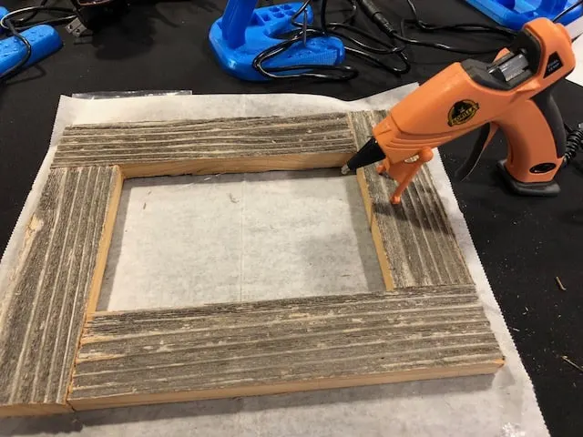 Hot gluing quick and easy frames