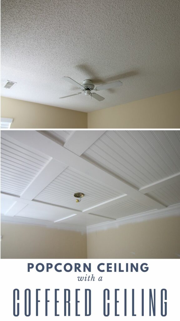 cover a popcorn ceiling with a coffered ceiling