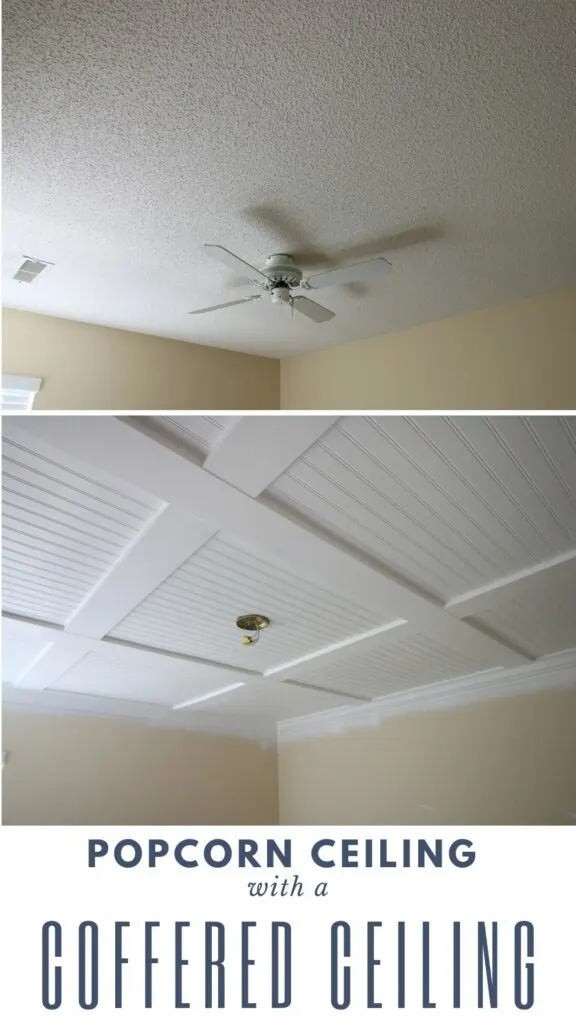 cover a popcorn ceiling with a coffered ceiling