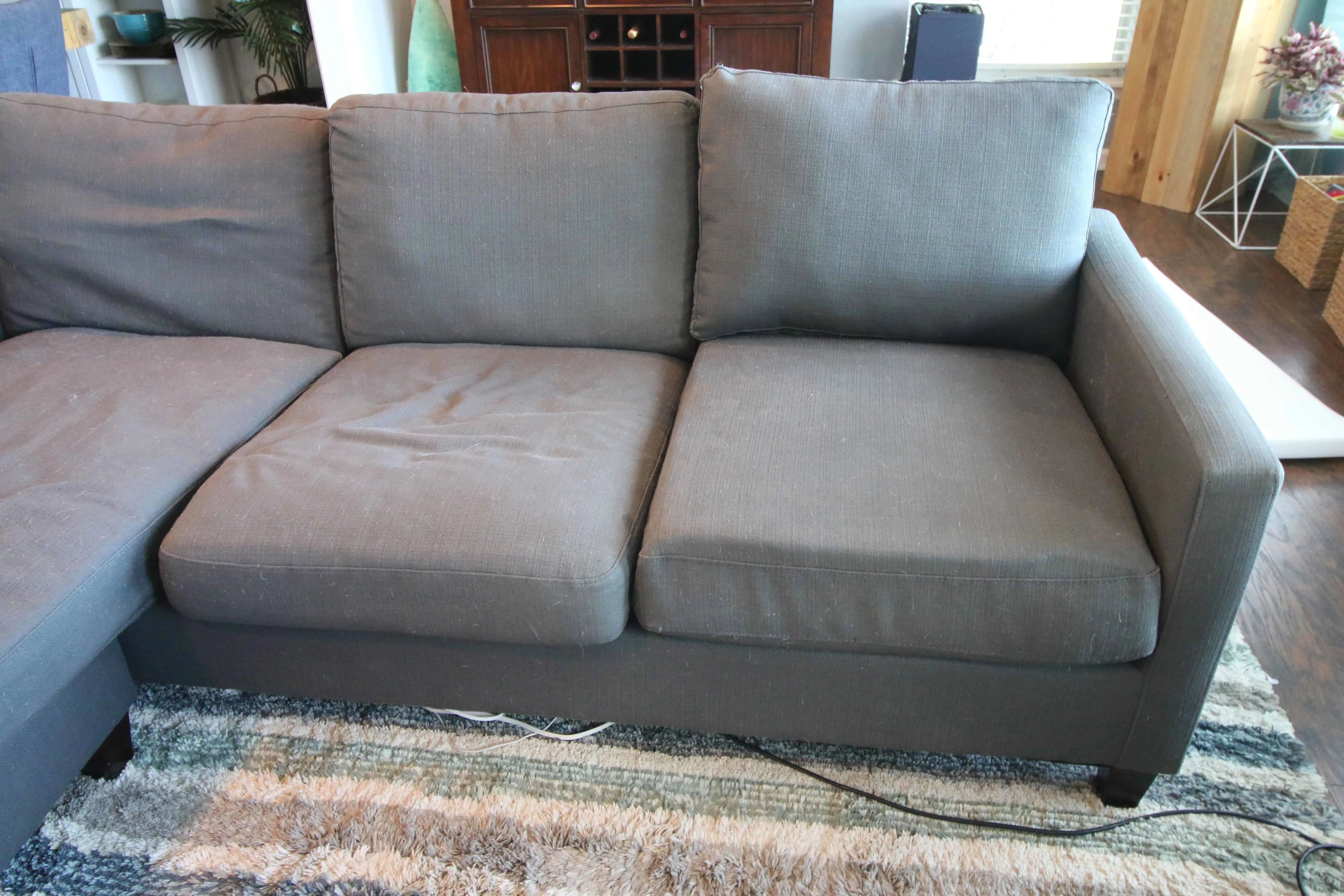 How to stuff sofa cushions left is before right is after