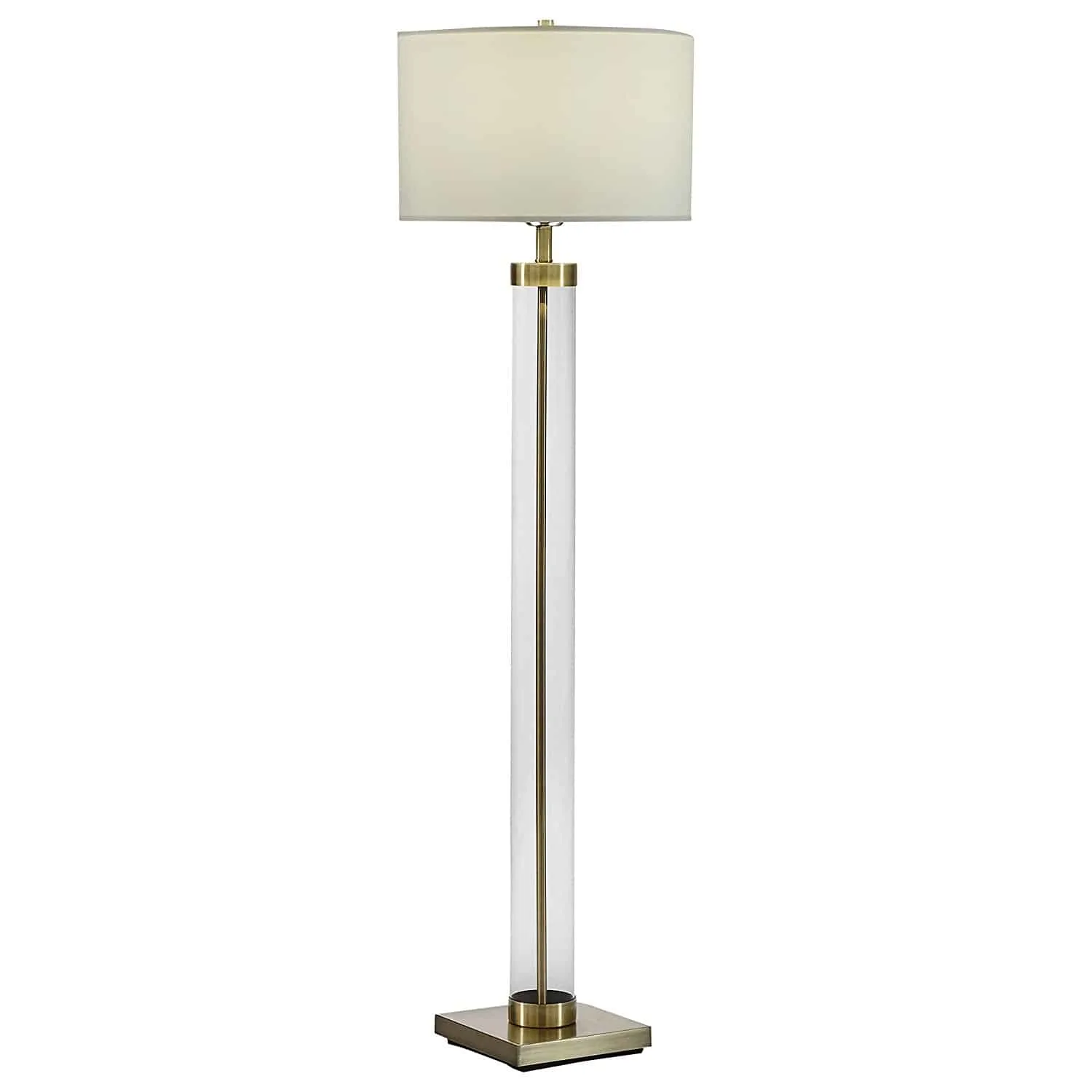 Stone & Beam Glass Column Brass Floor Lamp