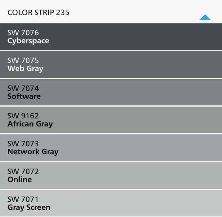 Sherwin Williams Online paint color strip 235