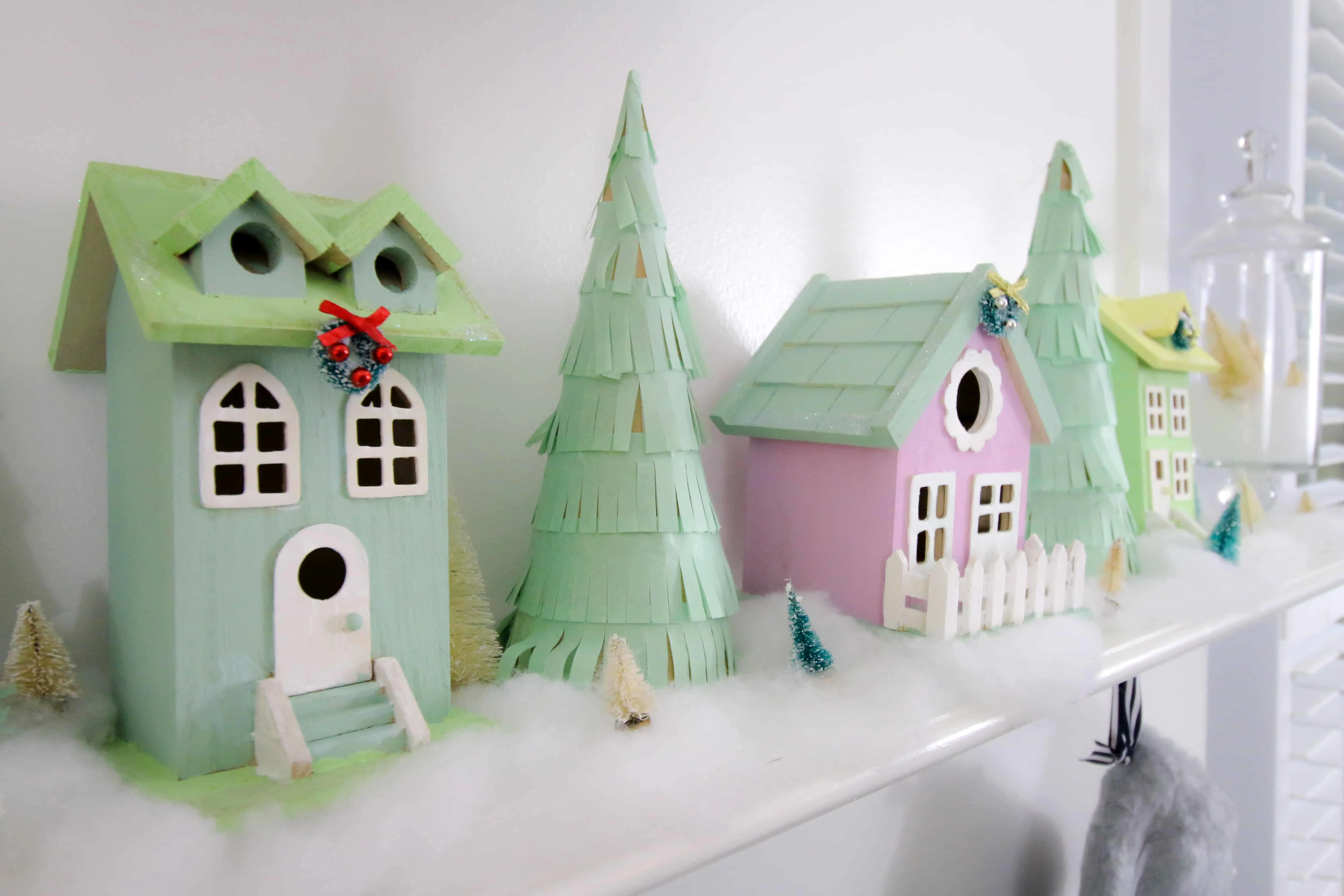 DIY Christmas Village Mantel Display