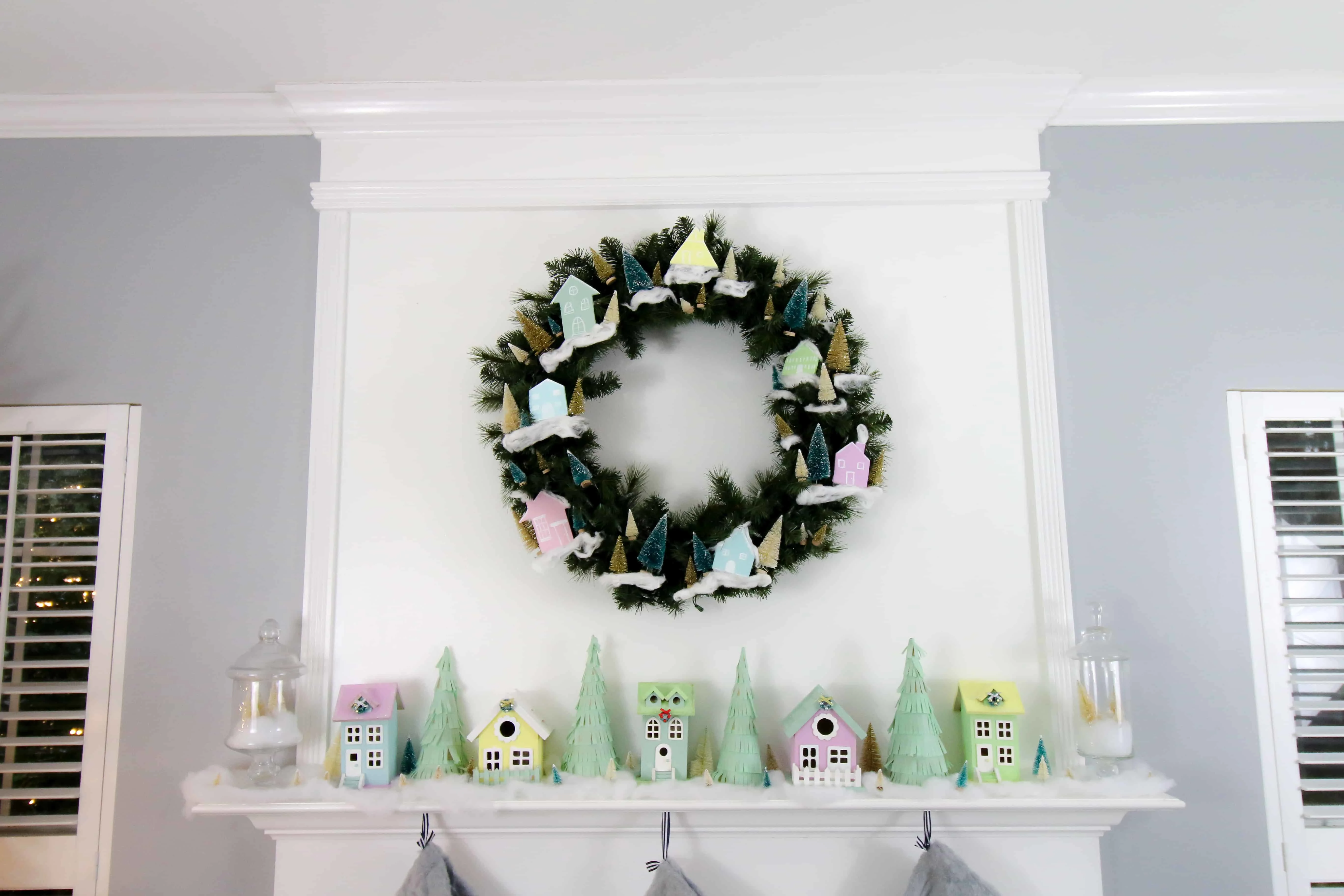 DIY Christmas Village Mantel Display