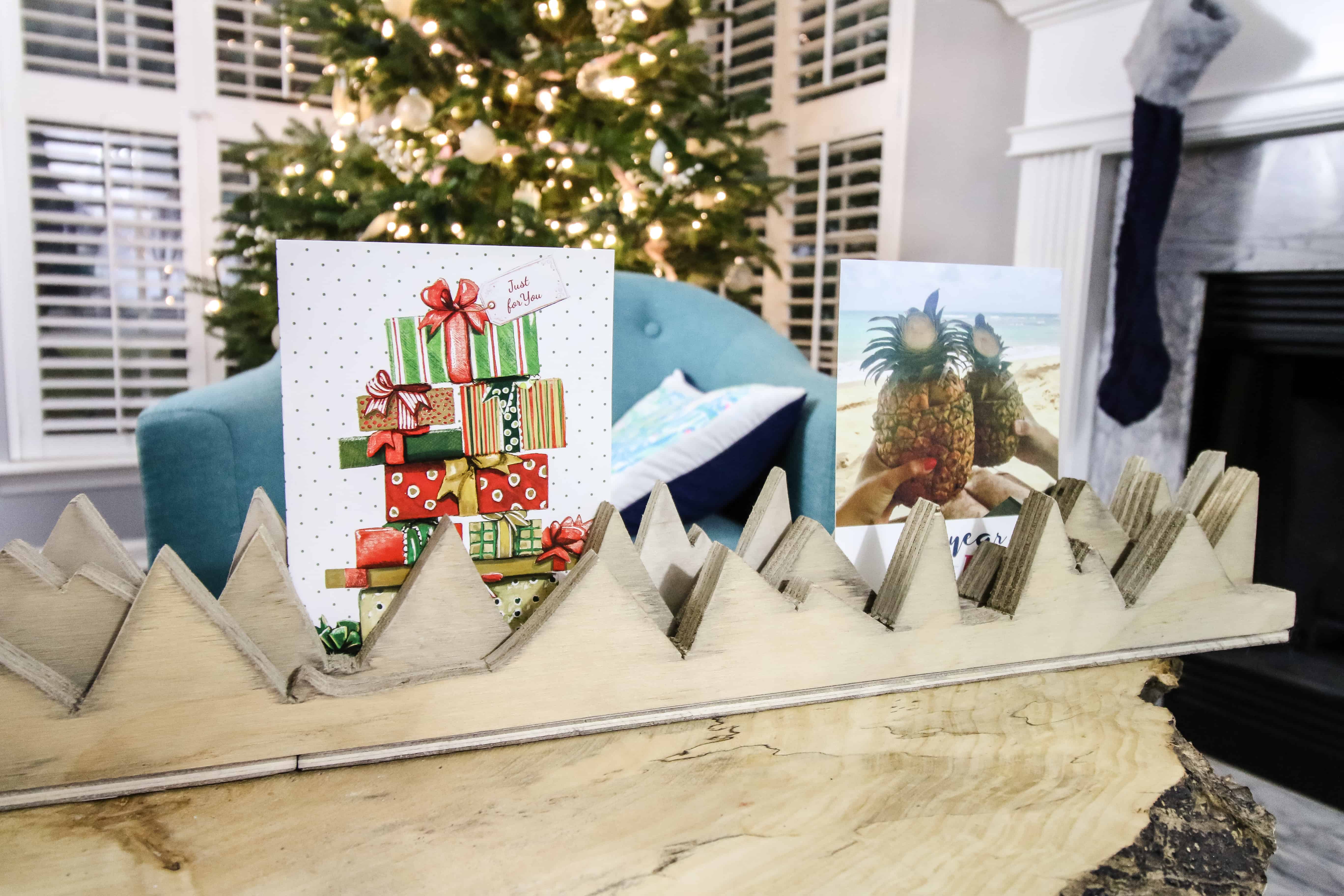 DIY Wooden Mountains Christmas Card Holder