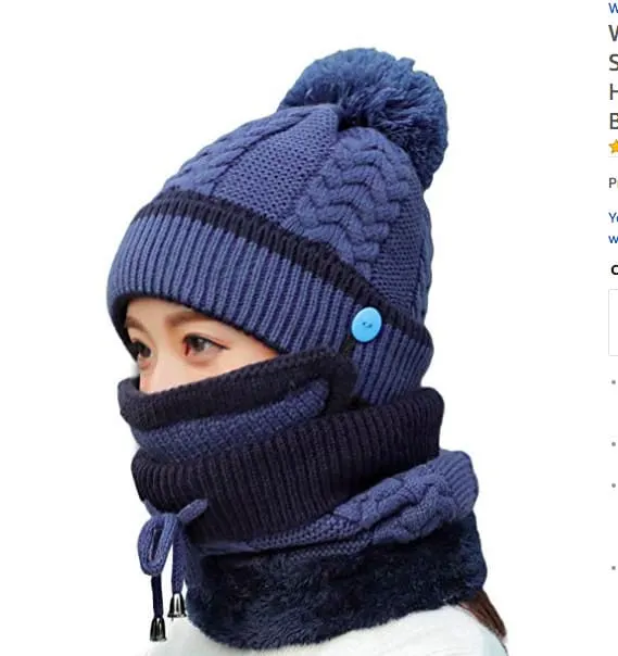 Gifts for people who are always cold - beanie with built in scarf and face mask
