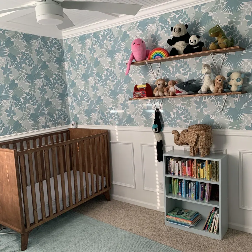 wallpapered jungle nursery