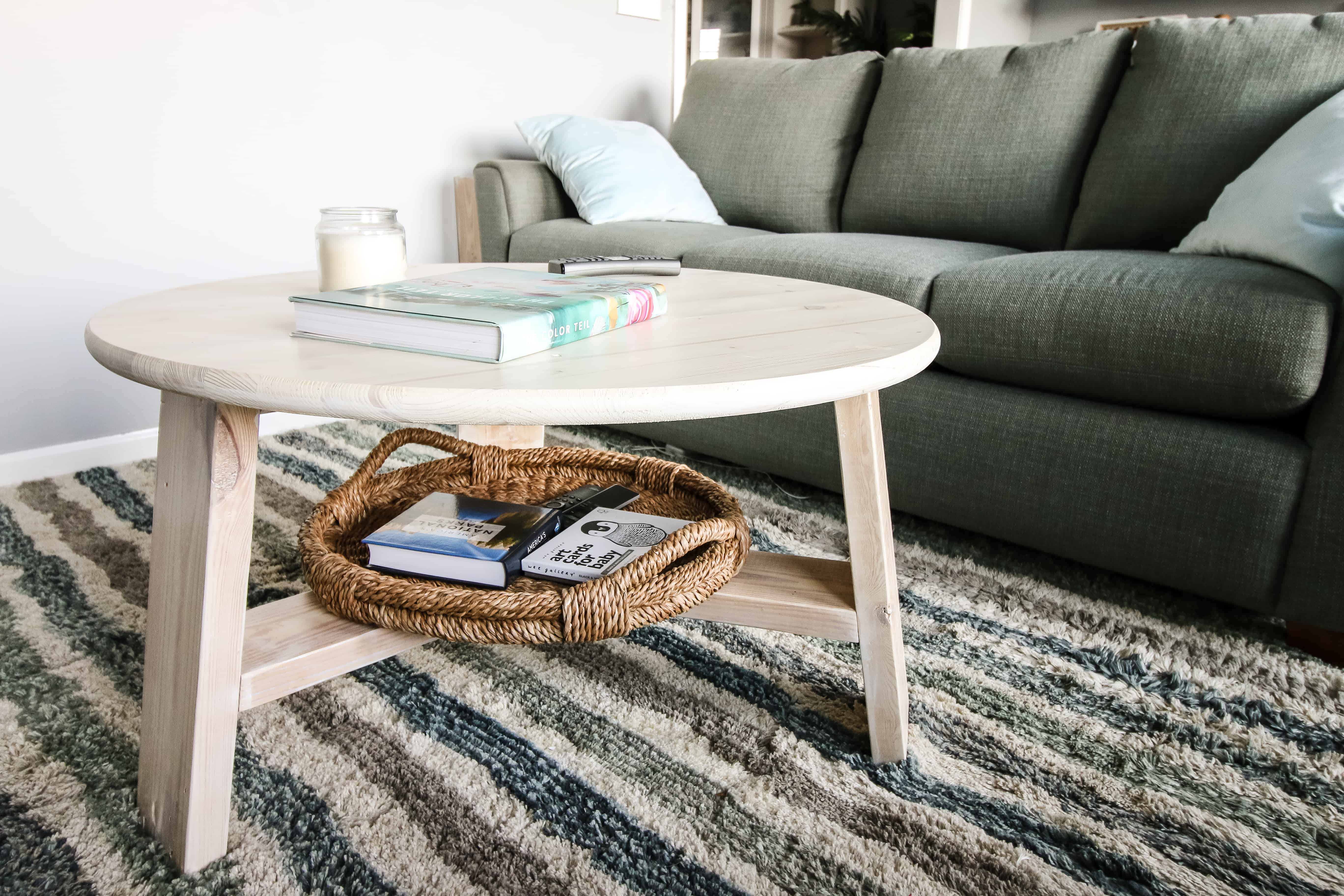 Make a wooden coffee table with steel frame base