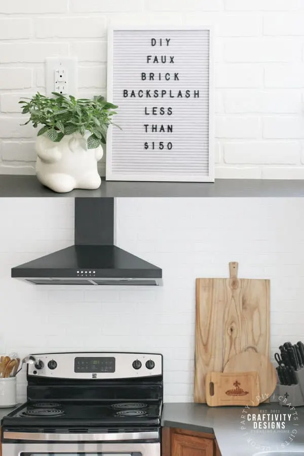 faux brick backsplash