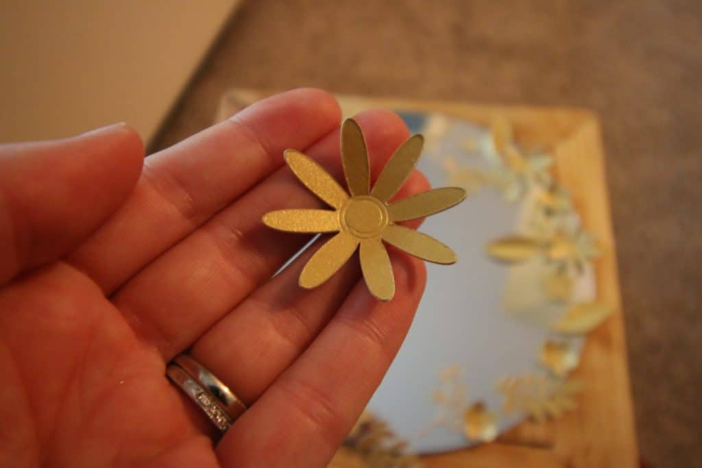 DIY Gold Flower Framed Mirror (made from paper flowers cut with my Cricut!)