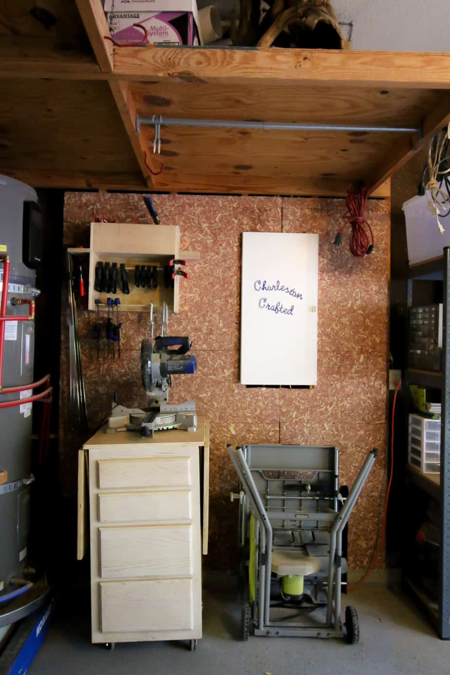 cedar flakeboard in a garage