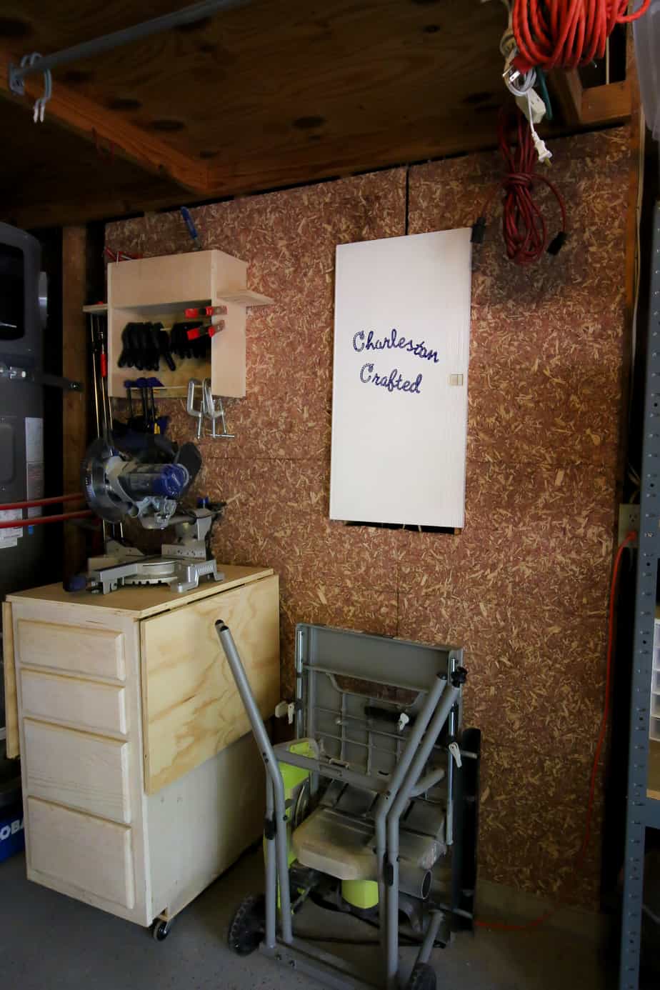 cedar flakeboard in a garage