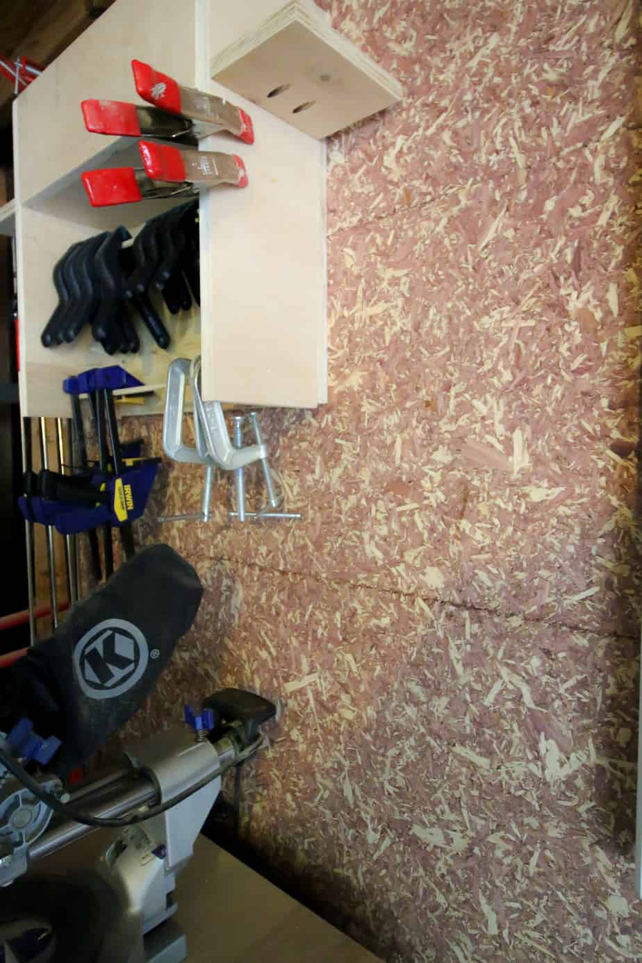 cedar flakeboard in a garage