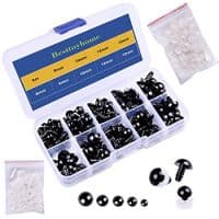 150 Pcs 6-12mm Plastic Safety Eyes with Washers for Doll Making (Black)