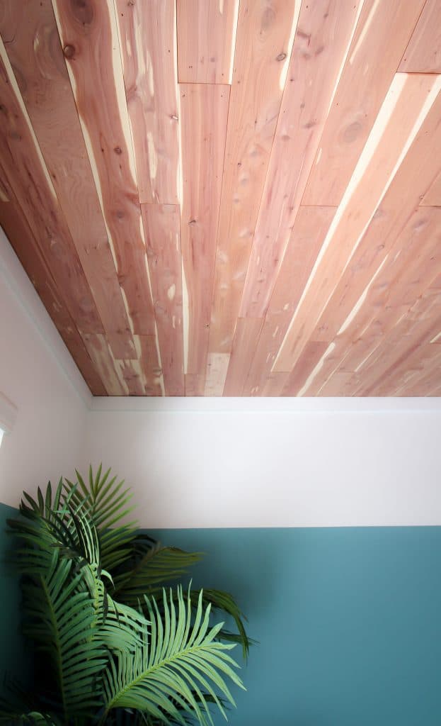how to hang a cedar plank ceiling over a popcorn ceiling