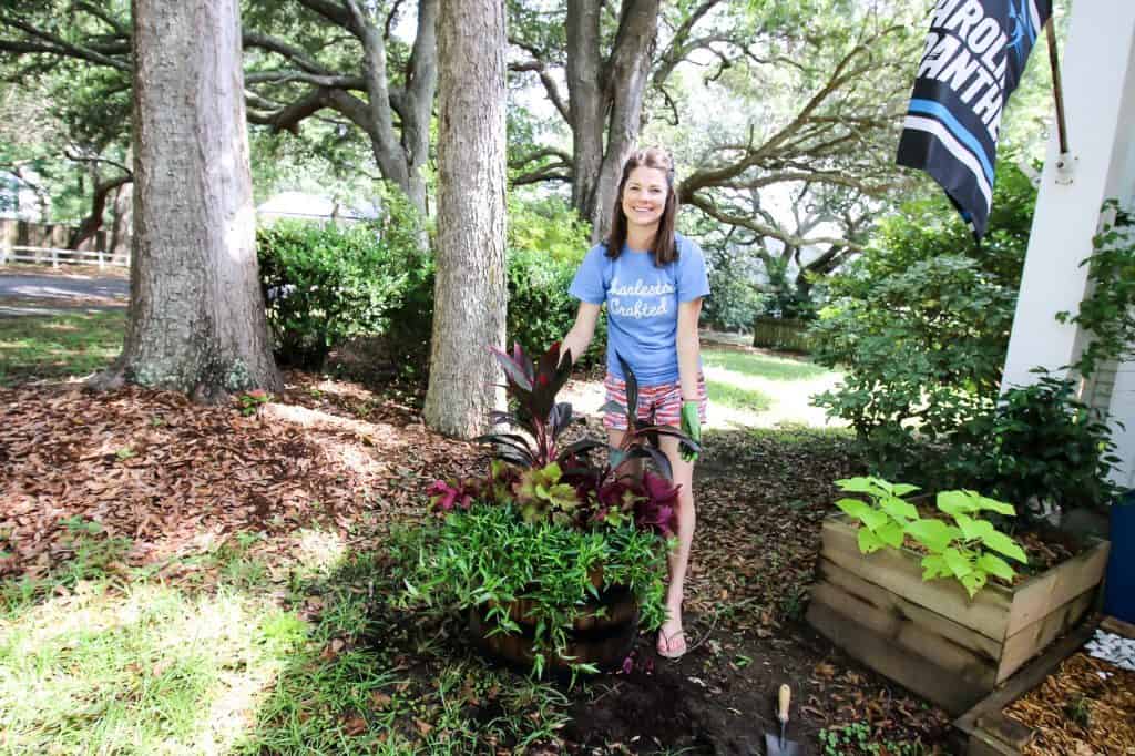 how to style a whiskey barrel planter