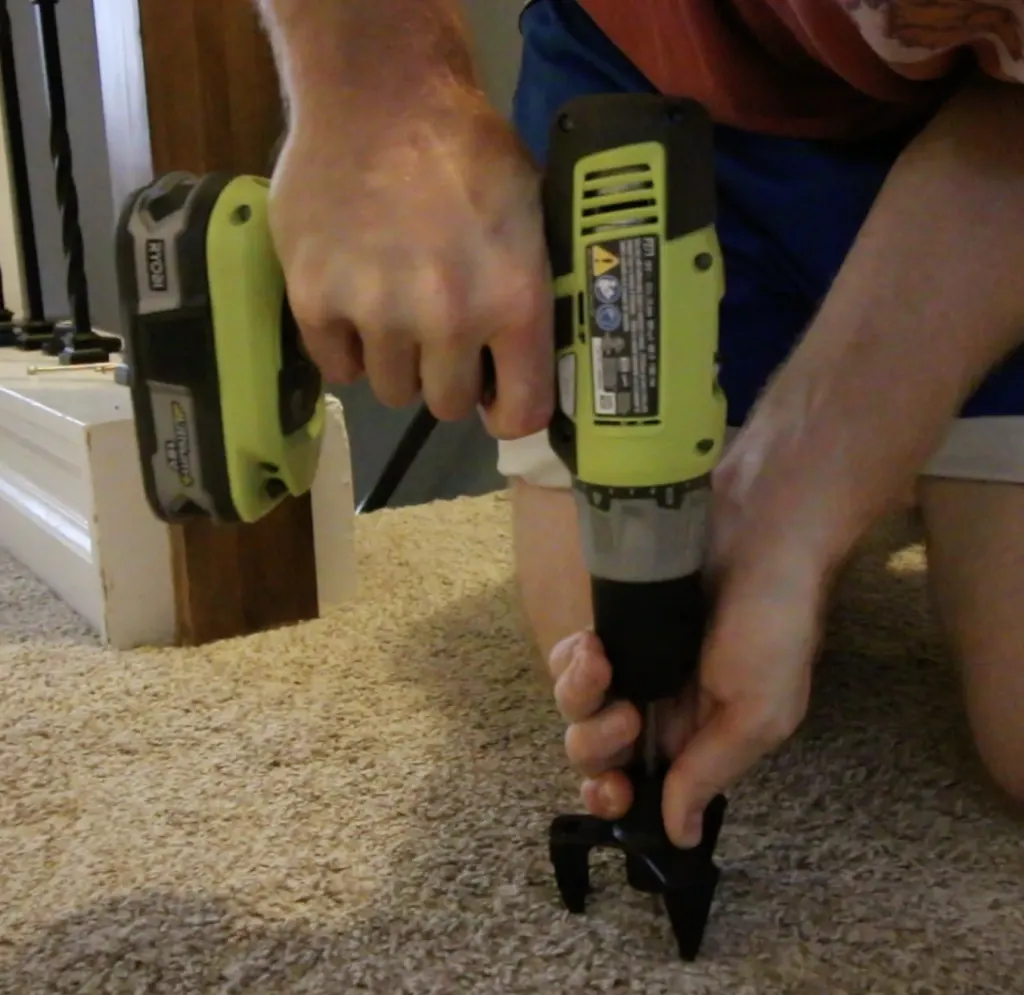 how to use this tool to drill into carpet and remove squeaks