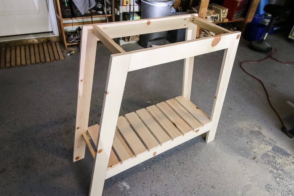 Slats added to base of console table