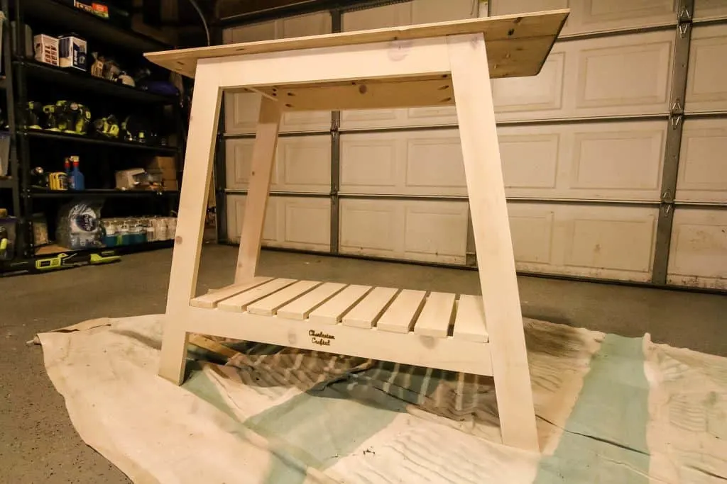 Wide shot of branded console table