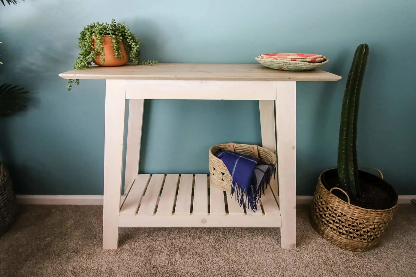 diy console table with slatted bottom