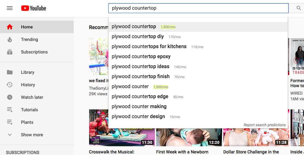 how to use youtube search bar for keyword research