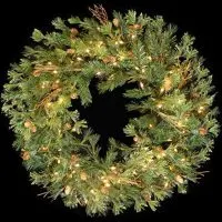 Pre-Lit Mixed Country Pine Wreath with 100 Clear Dura-Lit Lights, 36-Inch, Green
