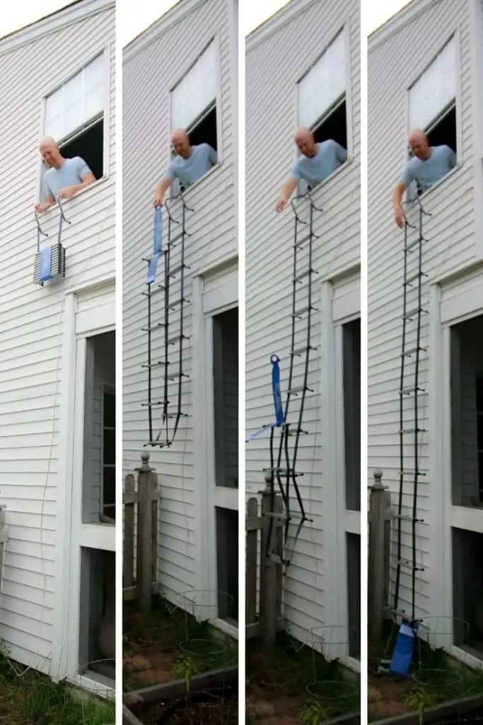 first alert fire escape ladder in use