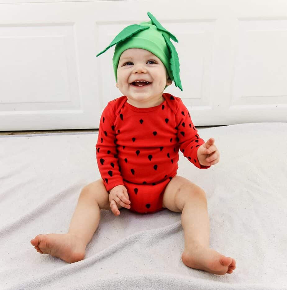DIY Strawberry Baby Onesie Costume