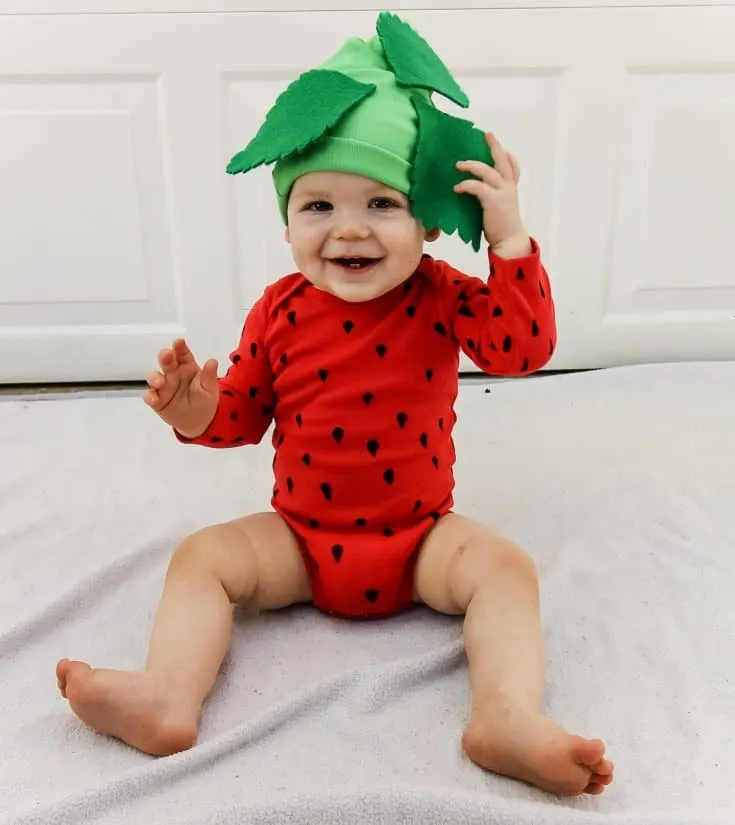 DIY Strawberry Baby Onesie Costume