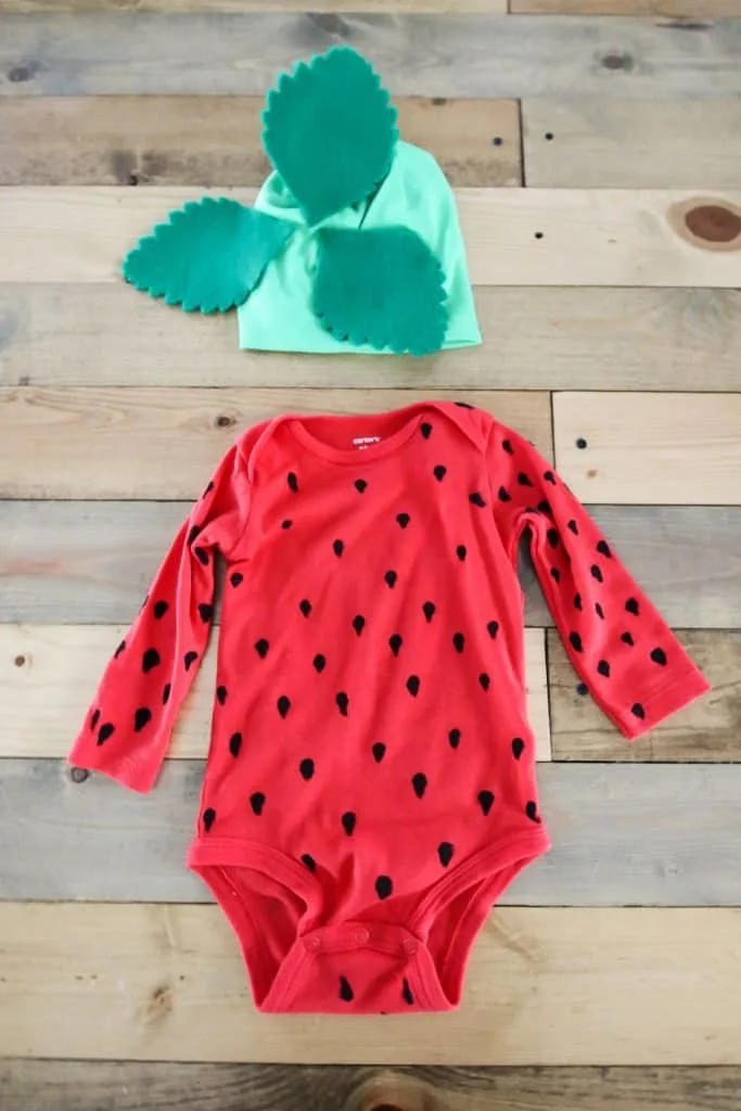 DIY Strawberry Baby Onesie Costume