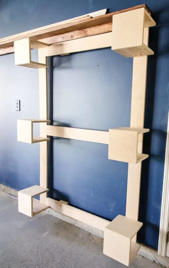 Empty vertical scrap wood storage unit