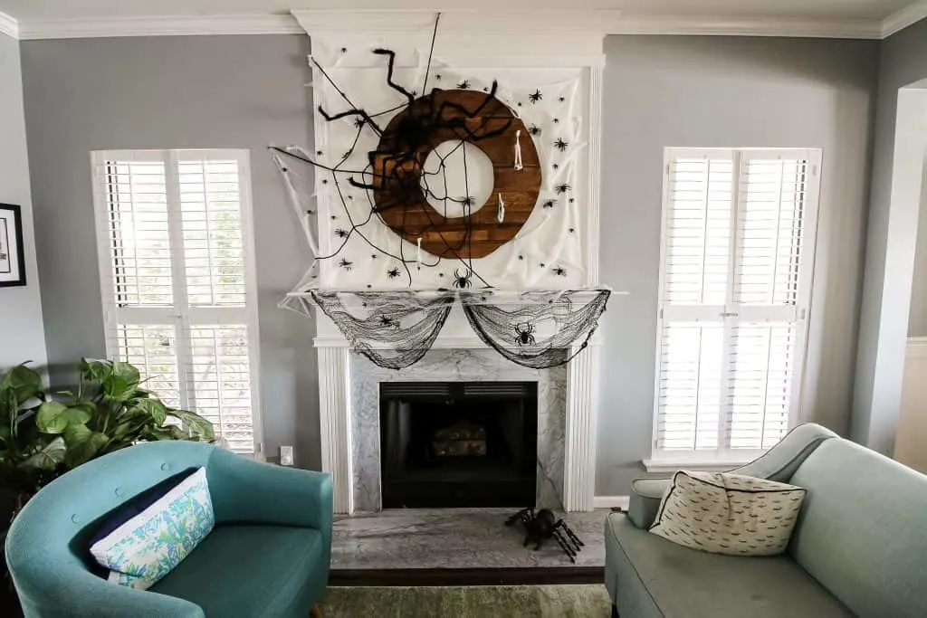 Spooky Spiderweb Halloween Mantel