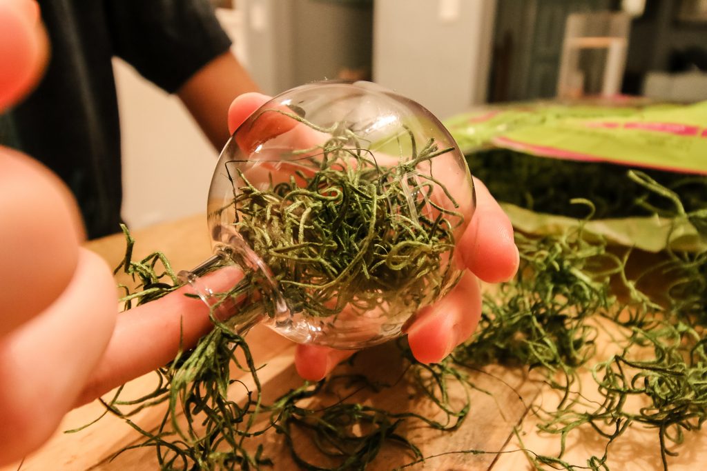 DIY moss ball Christmas ornaments