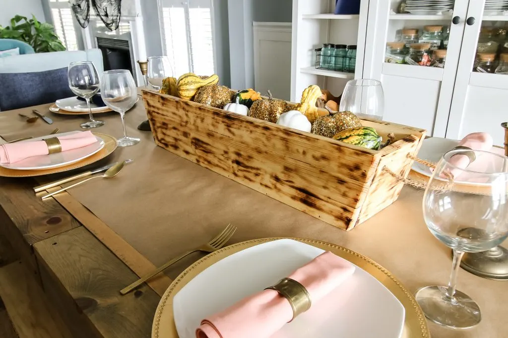 Wooden trough on table