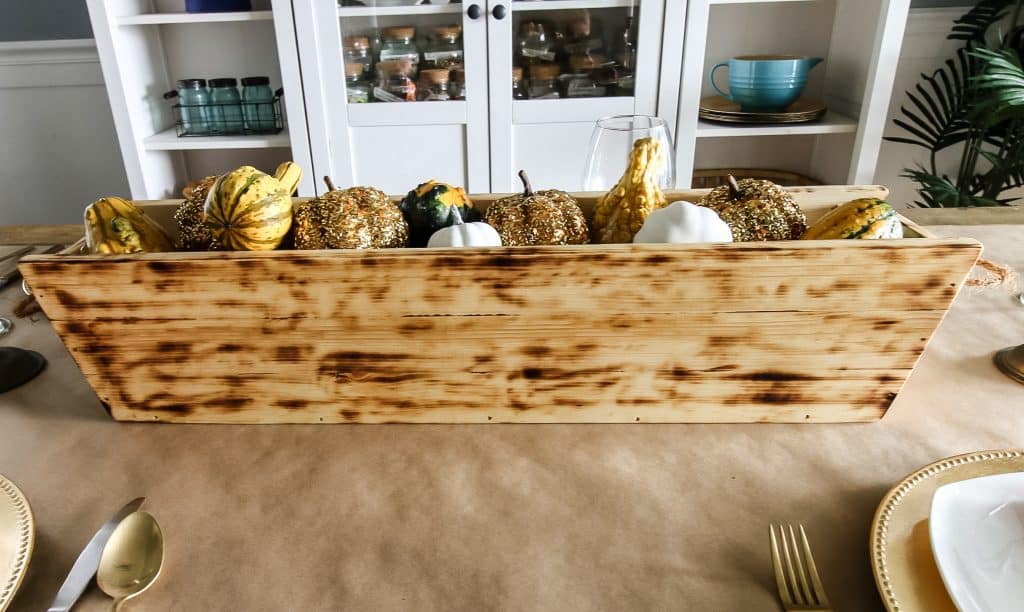 Full shot of DIY wooden trough