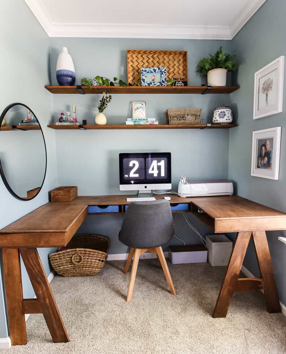 AT Two U-Shaped Desk with Overhead Storage + Credenza +