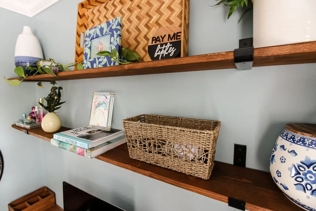 Shelves above desk