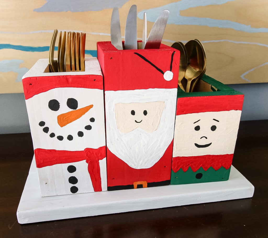 Holiday Painted Silverware Caddy