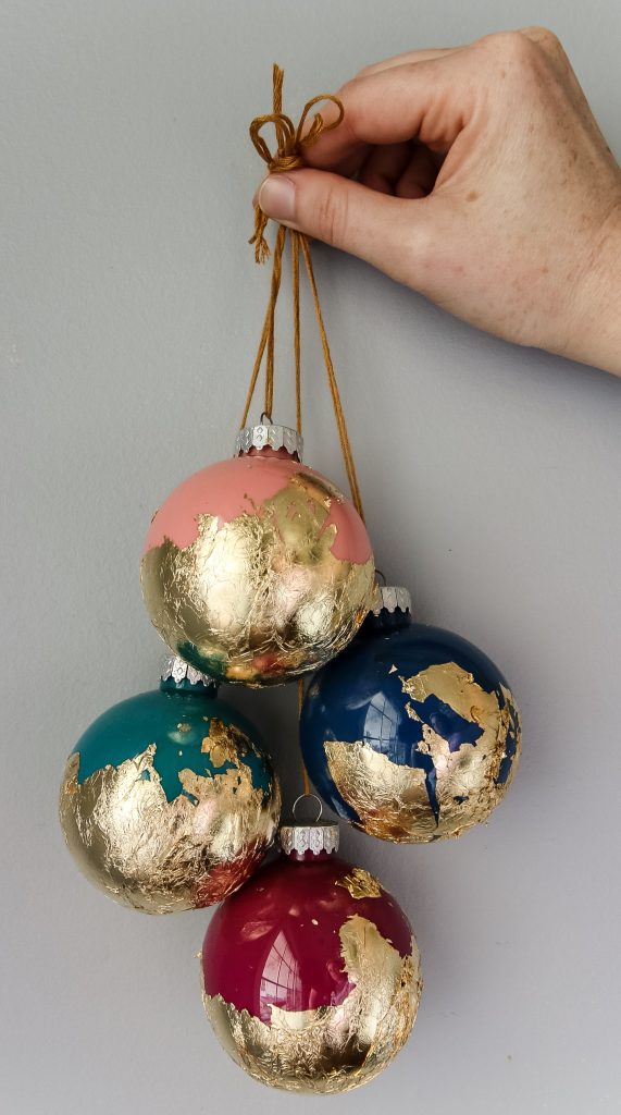 DIY gold foil ornament balls